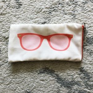 Preppy pink & white canvas sunglasses case
